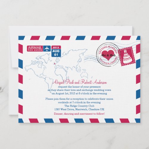 UK Air Mail Wedding Invitation