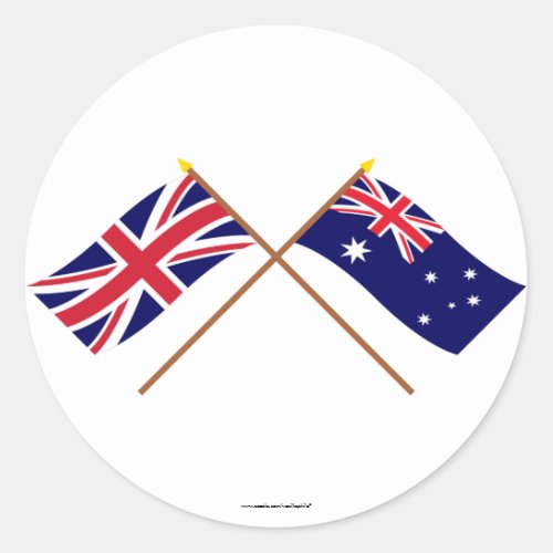 UK and Australia Crossed Flags Classic Round Sticker