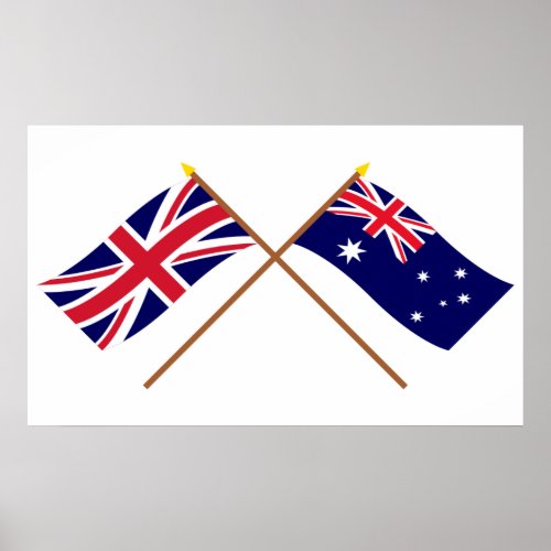 UK and Australia Crossed Flags Poster