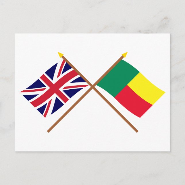 UK and Benin Crossed Flags Postcard (Front)