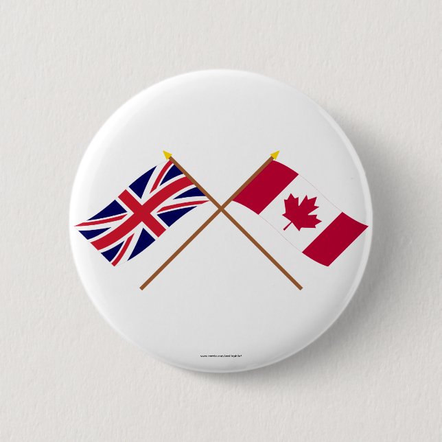 UK and Canada Crossed Flags Button (Front)
