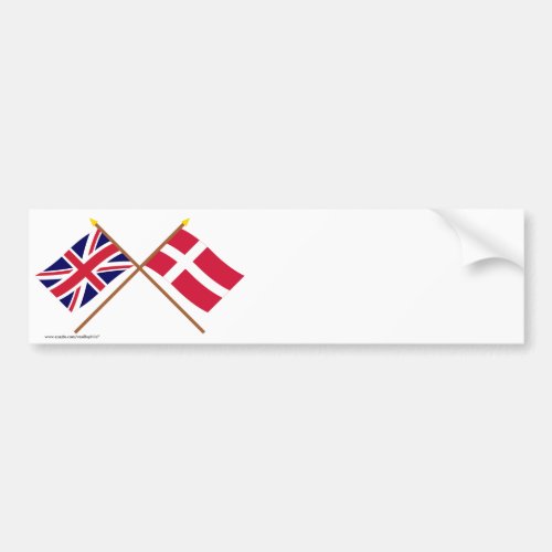 UK and Denmark Crossed Flags Bumper Sticker