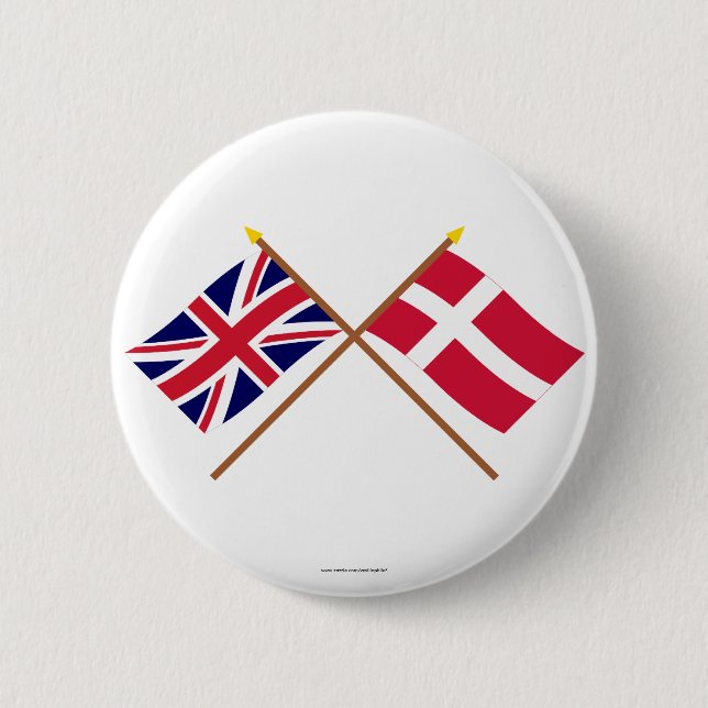 UK and Denmark Crossed Flags Pinback Button (Front)
