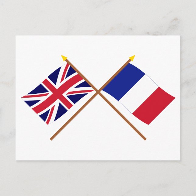 UK and France Crossed Flags Postcard (Front)