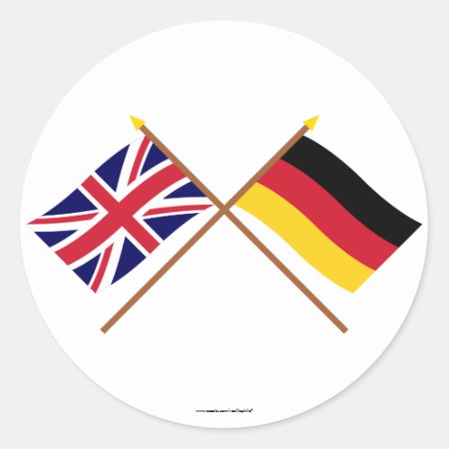 UK and Germany Crossed Flags Classic Round Sticker