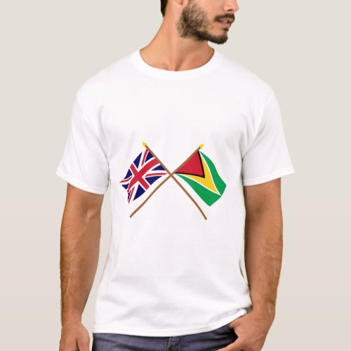 UK and Guyana Crossed Flags T_Shirt