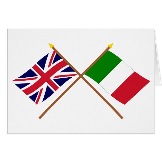 UK and Italy Crossed Flags Cards (Front Horizontal)