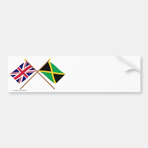 UK and Jamaica Crossed Flags Bumper Sticker