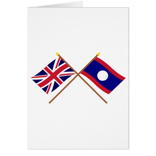 UK and Laos Crossed Flags Cards (Front)