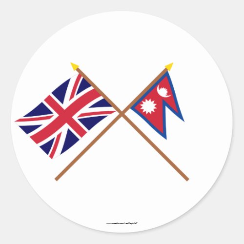 UK and Nepal Crossed Flags Classic Round Sticker