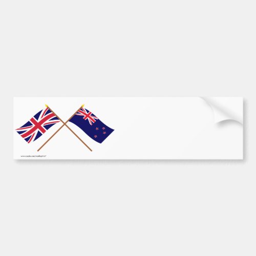 UK and New Zealand Crossed Flags Bumper Sticker