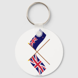 UK and New Zealand Crossed Flags Keychain