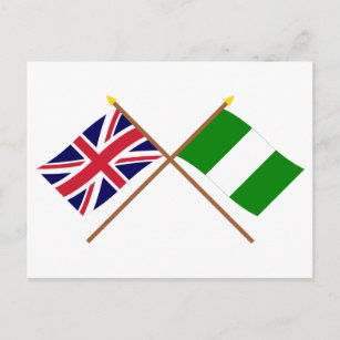 UK and Nigeria Crossed Flags Postcard