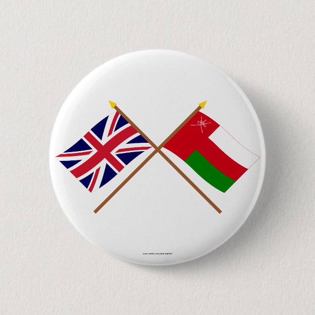 UK and Oman Crossed Flags Pinback Button (Front)