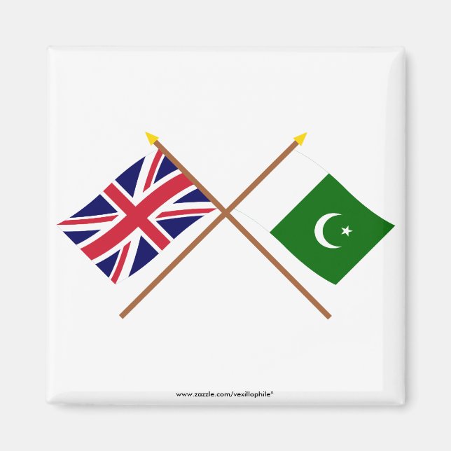 UK and Pakistan Crossed Flags Magnet (Front)