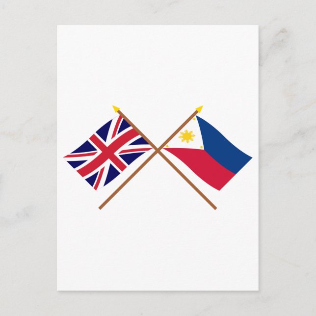 UK and Philippines Crossed Flags Postcard (Front)
