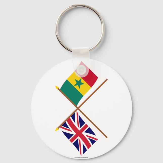 UK and Senegal Crossed Flags Keychain (Front)