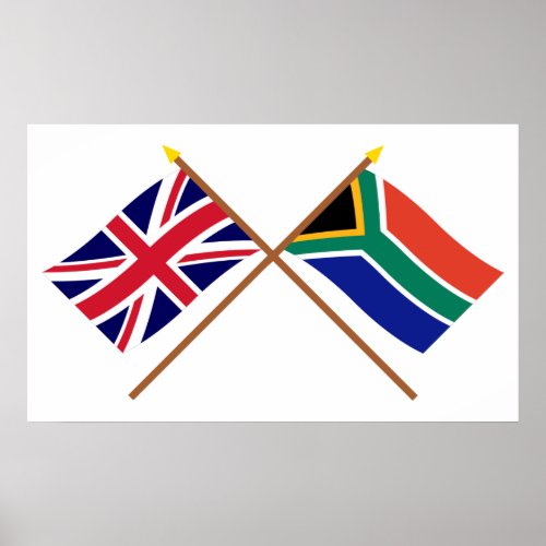 UK and South Africa Crossed Flags Poster