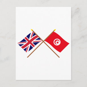 UK and Tunisia Crossed Flags Postcard