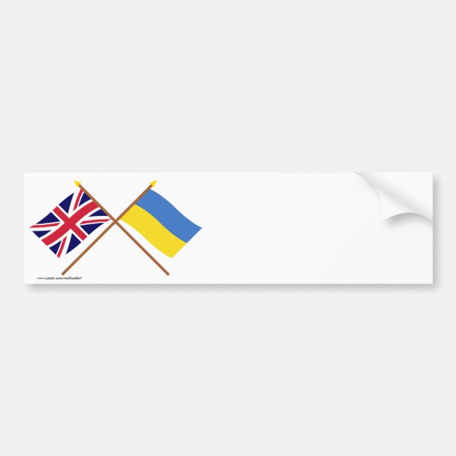 UK and Ukraine Crossed Flags Bumper Sticker (Front)