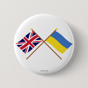 UK and Ukraine Crossed Flags Pinback Button