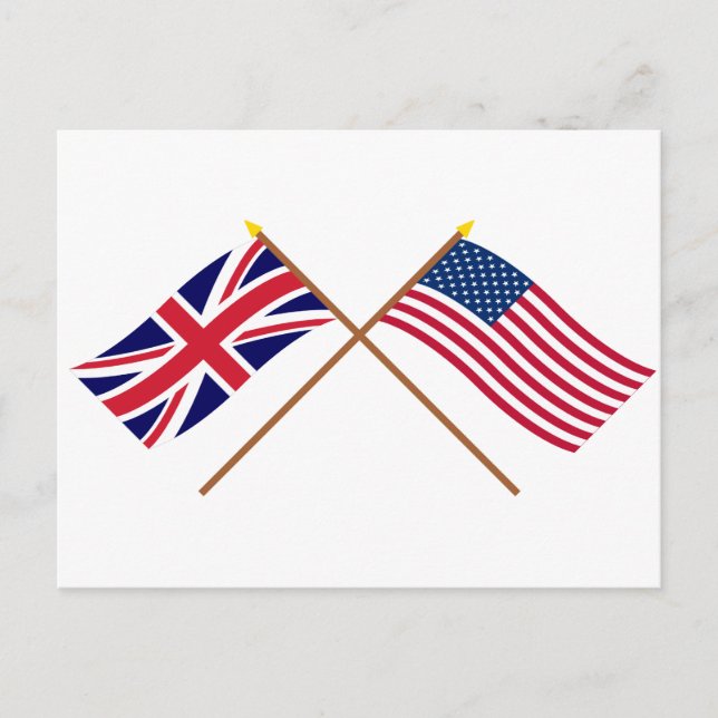 UK and United States Crossed Flags Postcard (Front)