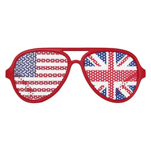 UK And USA Duo Flag Aviator Sunglasses