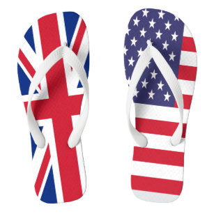 UK and USA Together Flags Flip Flops