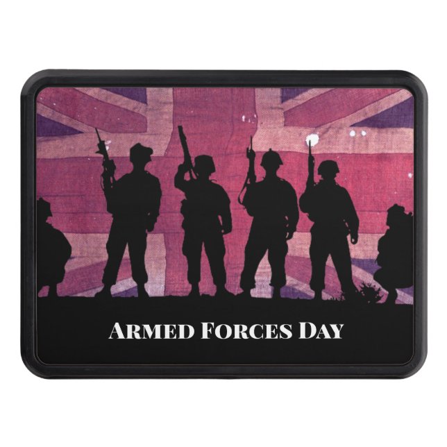 UK Armed Forces Day Union Flag with Soldiers Hitch Cover (Front)