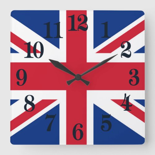 UK Britain Royal Union Jack Flag Square Wall Clock