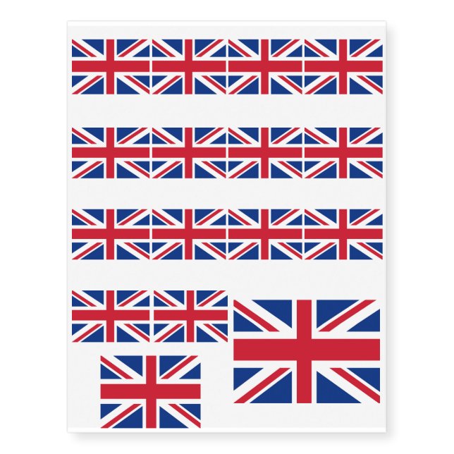 UK Britain Royal Union Jack Flag Temporary Tattoos (Front)
