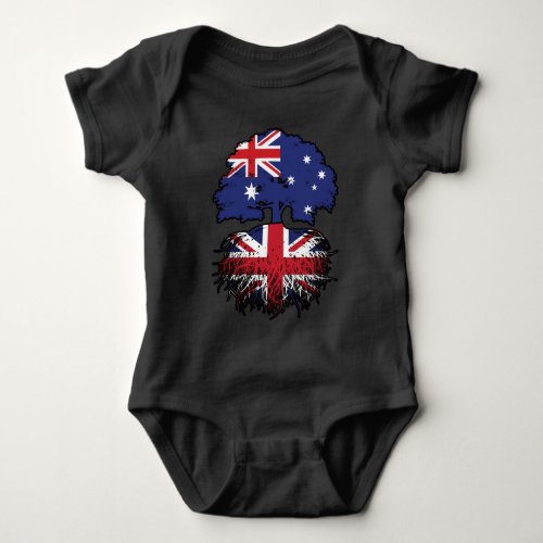 UK British Australian Australia Tree Roots Flag Baby Bodysuit