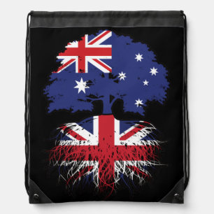 UK British Australian Australia Tree Roots Flag Drawstring Bag