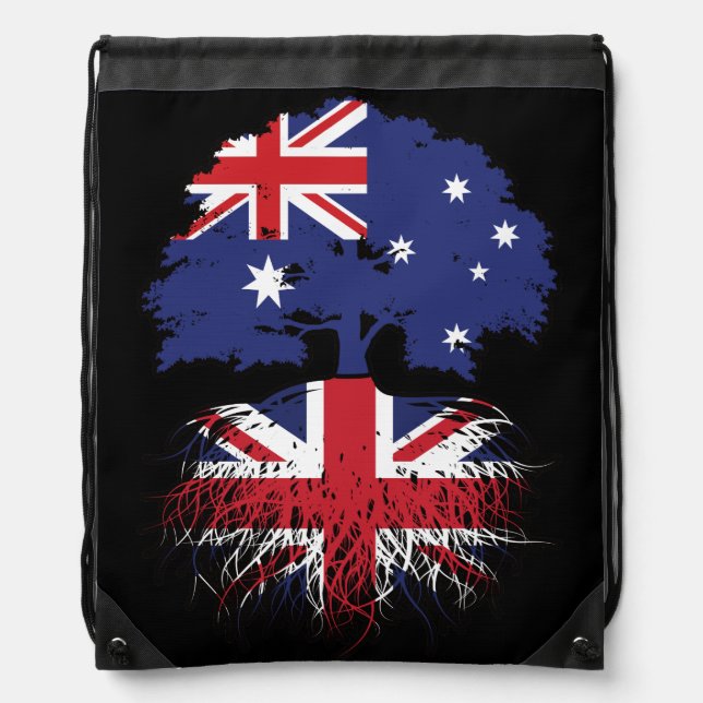 UK British Australian Australia Tree Roots Flag Drawstring Bag (Front)