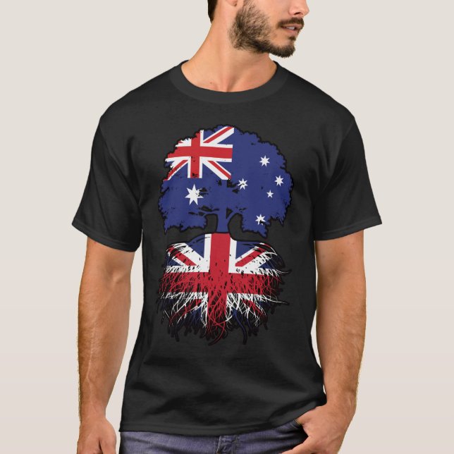 UK British Australian Australia Tree Roots Flag T-Shirt (Front)