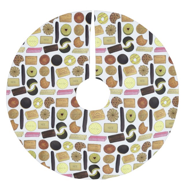 UK British Biscuits Shortbread Rich Tea Digestives Brushed Polyester Tree Skirt (Front)