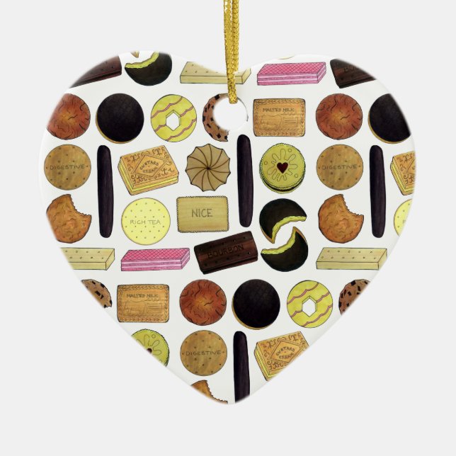 UK British Biscuits Shortbread Rich Tea Digestives Ceramic Ornament (Front)