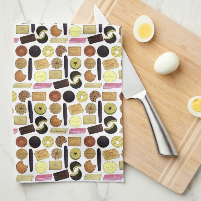 UK British Biscuits Shortbread Rich Tea Digestives Kitchen Towel (Quarter Fold)
