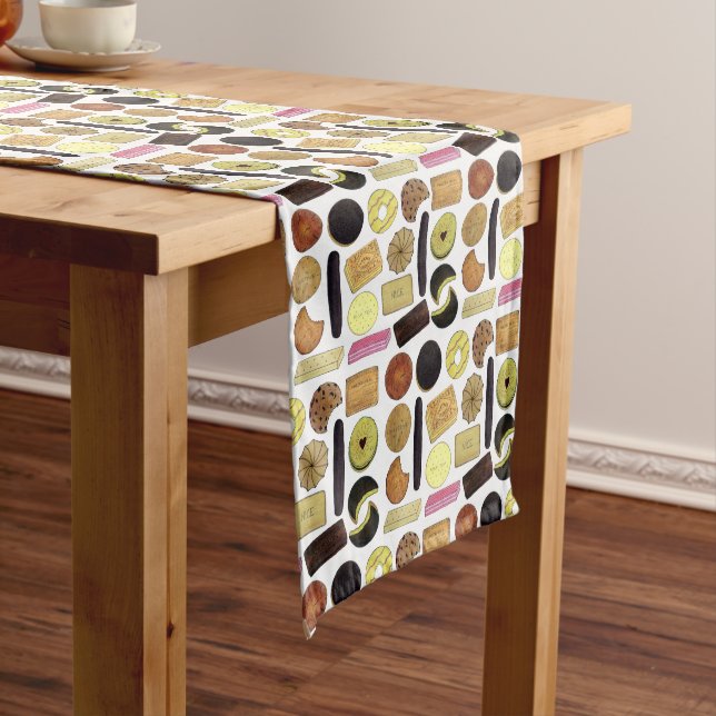 UK British Biscuits Shortbread Rich Tea Digestives Medium Table Runner (In Situ)