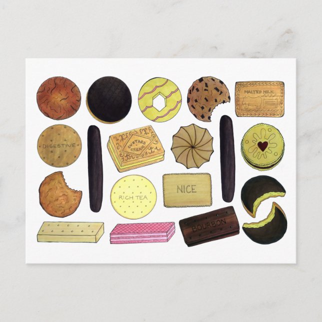 UK British Biscuits Shortbread Rich Tea Digestives Postcard (Front)