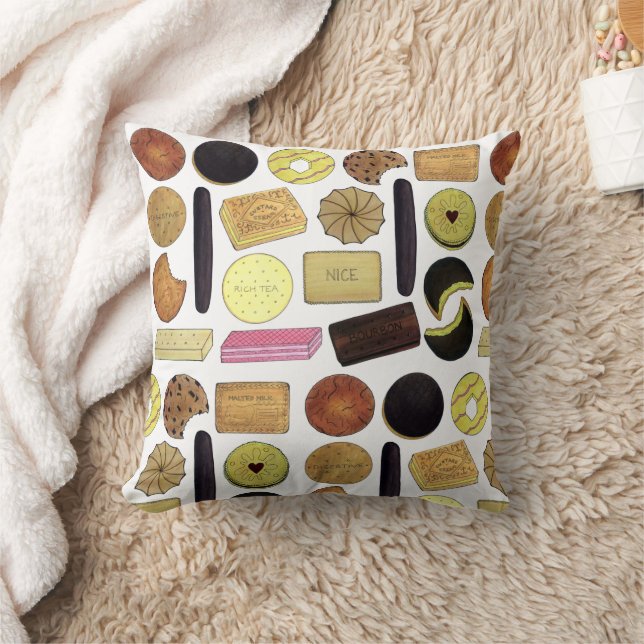 UK British Biscuits Shortbread Rich Tea Digestives Throw Pillow (Blanket)