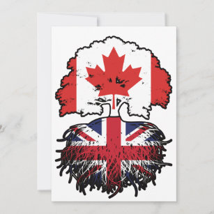 UK British Canadian Canada Tree Roots Flag Invitation