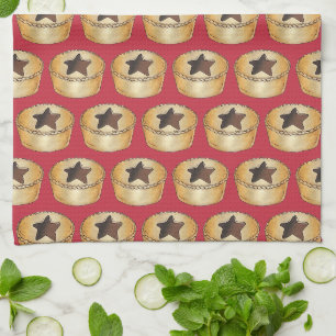 UK British Christmas Fruit Mince Pie Festive Food Kitchen Towel