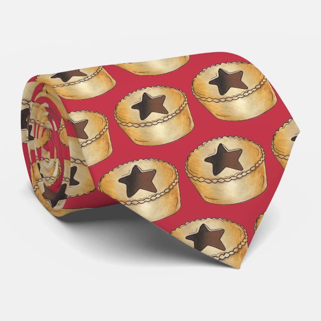UK British Christmas Fruit Mince Pie Festive Food Neck Tie (Rolled)