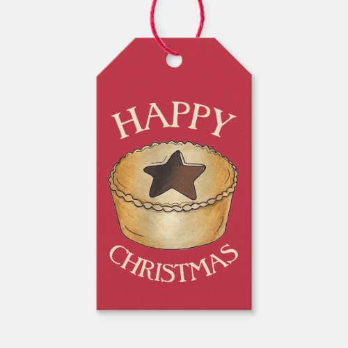 UK British Food Fruit Mince Pie Happy Christmas Gift Tags