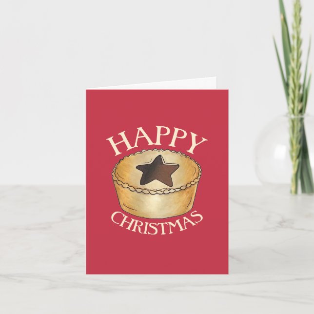 UK British Food Fruit Mince Pie Happy Christmas Holiday Card (Front)