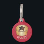 UK British Food Fruit Mince Pie Happy Christmas Pet ID Tag<br><div class="desc">Design features an original food-themed marker illustration of a British Christmas mince pie with a star cutout on top. A staple in the United Kingdom and Ireland during the festive period, the traditional mince pie is a sweet pie consisting of a mixture of spices, dried fruit, and suet, and baked...</div>