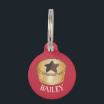 UK British Food Fruit Mince Pie Happy Christmas Pet ID Tag<br><div class="desc">Design features an original food-themed marker illustration of a British Christmas mince pie with a star cutout on top. A staple in the United Kingdom and Ireland during the festive period, the traditional mince pie is a sweet pie consisting of a mixture of spices, dried fruit, and suet, and baked...</div>