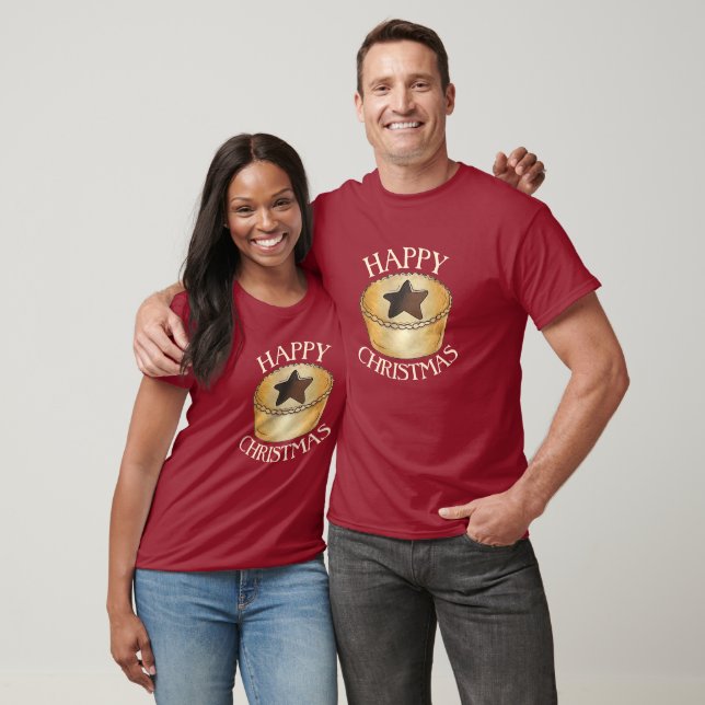 UK British Food Fruit Mince Pie Happy Christmas T-Shirt (Unisex)