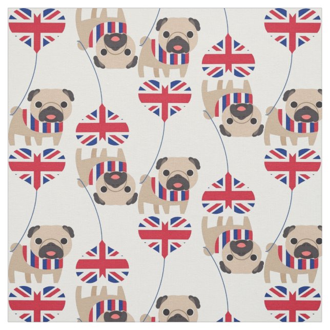 UK British Pug Fabric (Swatch)
